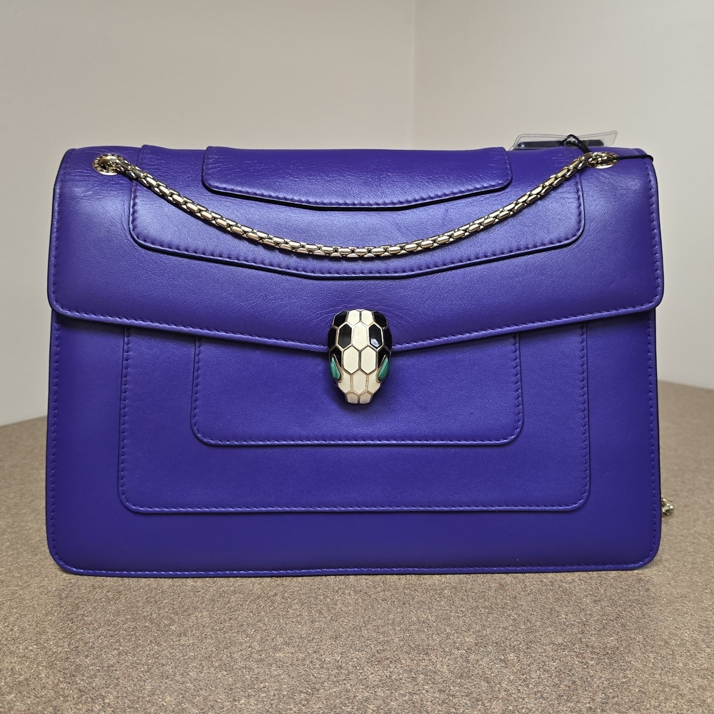 Bvlgari Serpenti Forever shoulder bag in purple calf leather with gold-tone hard
